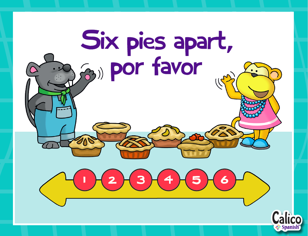 Click the image to get a poster that asks kids to stay 6 pies apart.